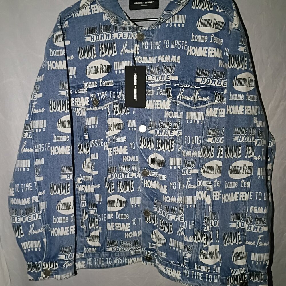 Homme & Femme all over Logo Denim Jacket